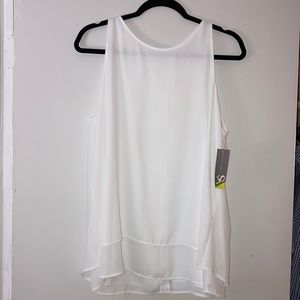 Valerie Stevens White Sleeveless Special Occasion Blouse - Large